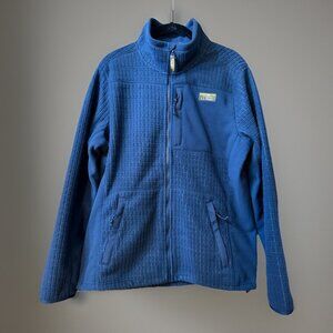 LL Bean Fleece Jacket Mens's Large Mountain Blue‎ Full Zip Waffle Knit Coat